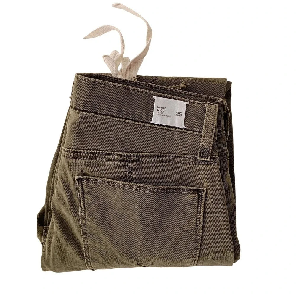 HUDSON NWT Nico Super Skinny Lace Up Crop Jeans‎ Olive Green 25x26 NWOT $245